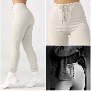 Joah Brown Lace-up Jogger Sweatpants in Sahara S/M